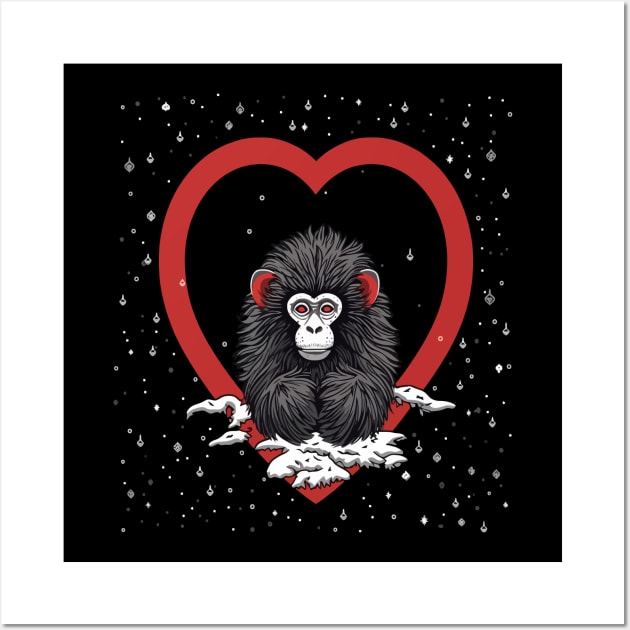 Snow Monkey Valentine Day Wall Art by JH Mart